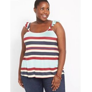 NEW Lane Bryant Swing Scoop Neck Ruffle Strap Tank Top Size 22/24‎ Patriotic